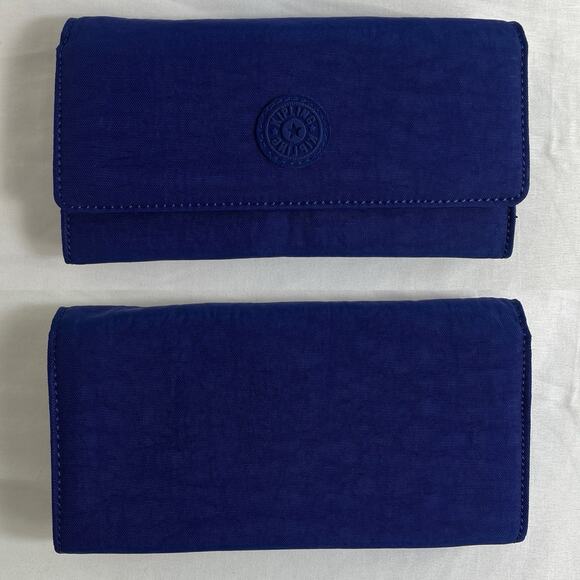 Kipling Teddy Snap Wallet Trifold Blue periwinkle never used, large, multipocket - Picture 1 of 10